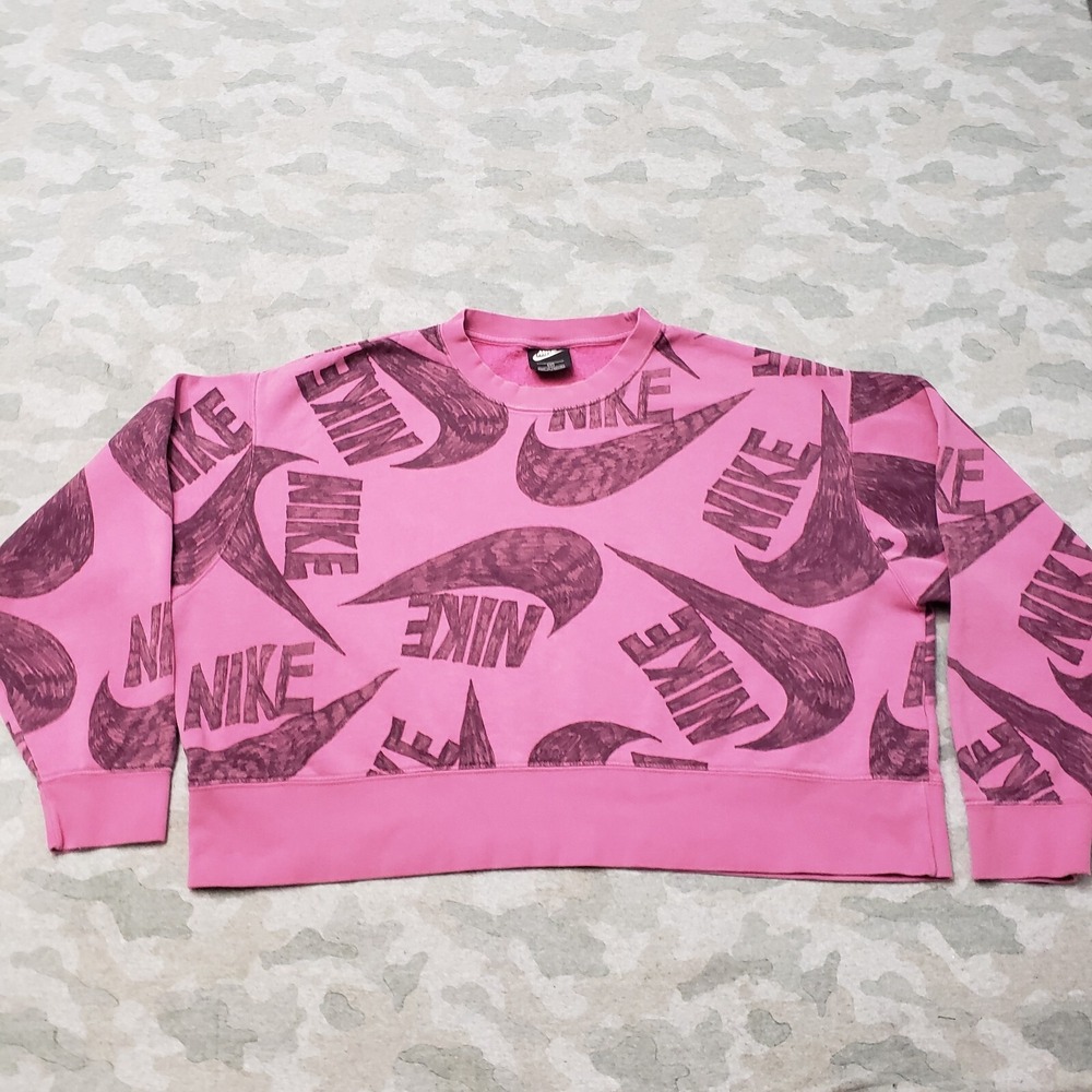 Nike Sweatshirt Womens 1X Purple Pullover Long Sleeve Crop‎